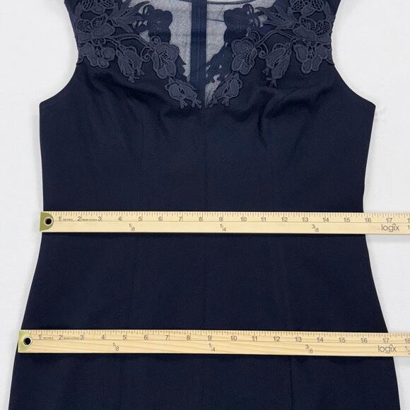 Adrian Mattox Womens Mesh Lace Mermaid Midi Dress Dress Size 10 Ink Navy - Picture 15 of 16